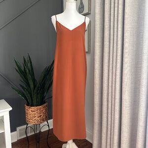 Uniqlo Brown Slip Maxi Dress With Slit on both sides Size Large NWT